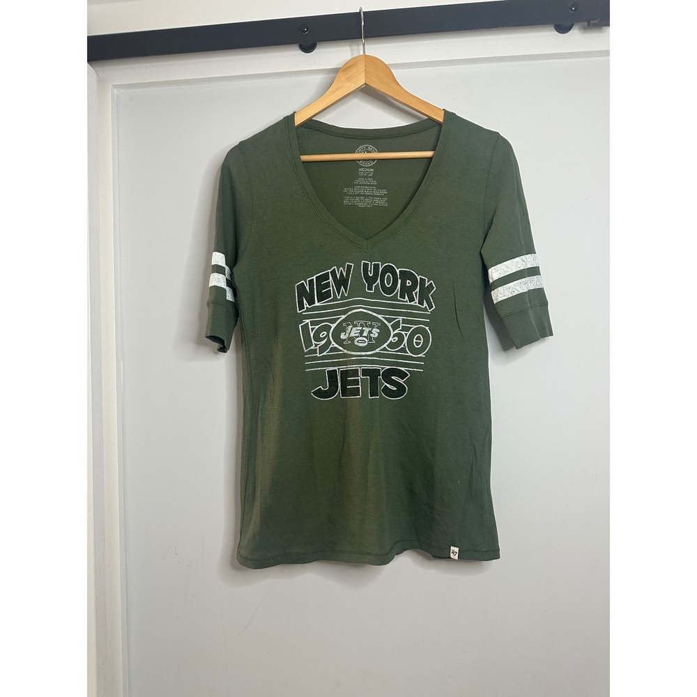 New York Jets 1960 47 Brand Olive Green Football‎ T-Shirt Women's Medium